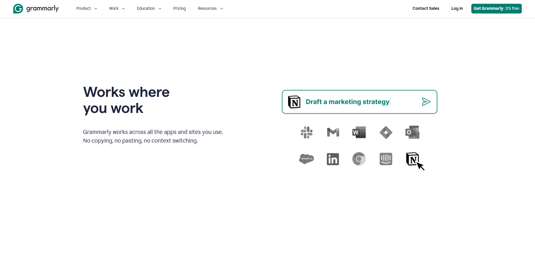 capture écran du site Grammarly