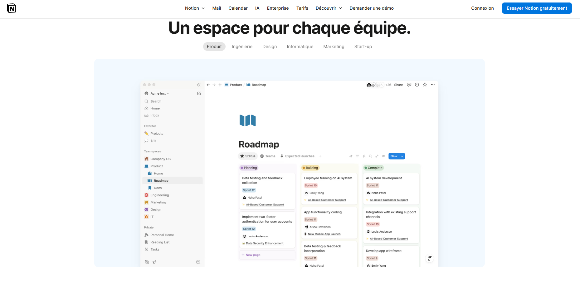 capture écran du site Notion